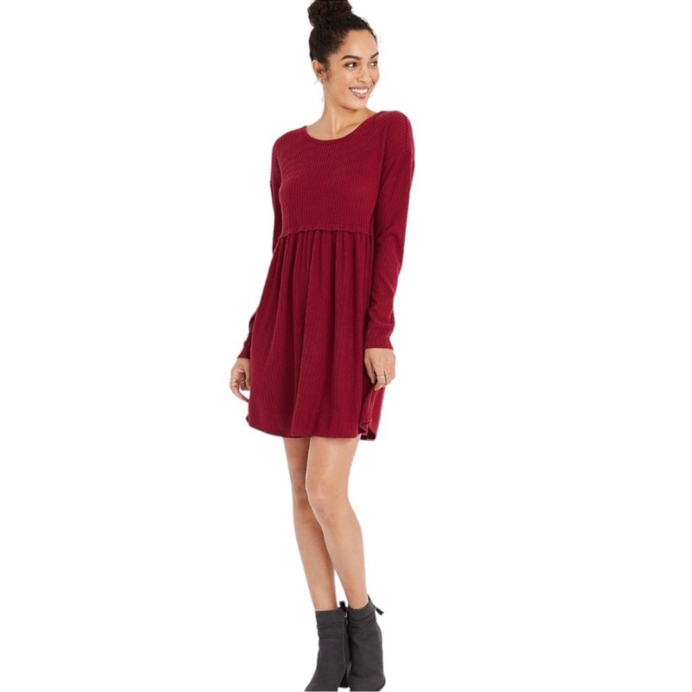 Red Waffle Knit Dress XL